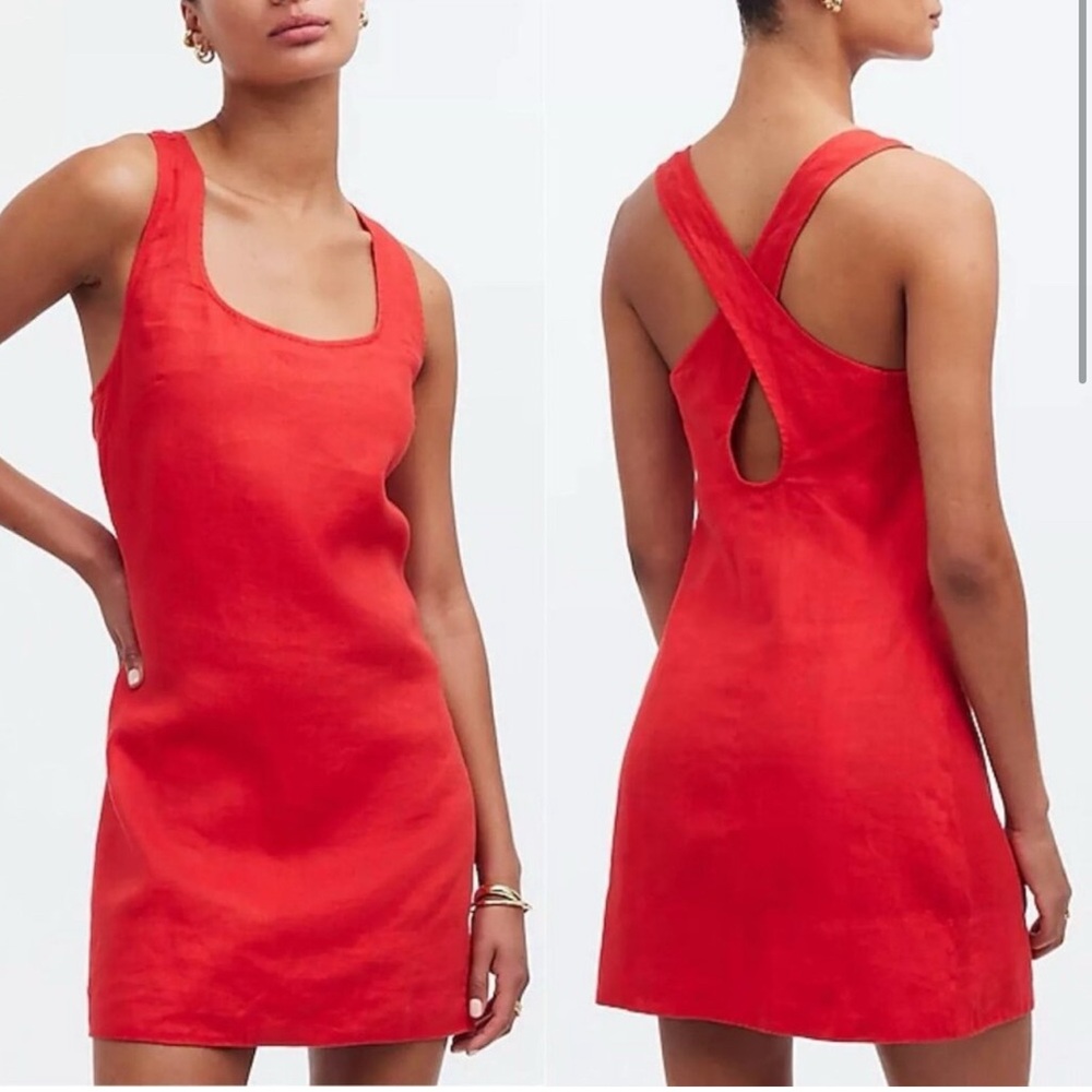 MADEWELL- cross back A line mini dress